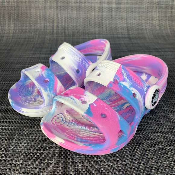 Crocs Easy on Clogs sling back Sandals Tie Dye Graphics infant Girls size 5 - Picture 7 of 12